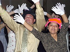 People having fun at DJ party